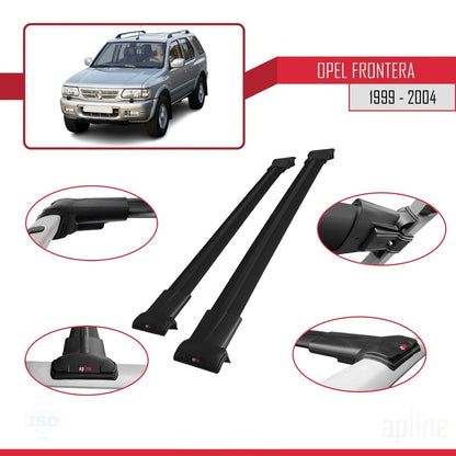 Compatible avec Opel Frontera 2 1999-2004 FLY Model Barres de Toit Railing Porte-Bagages de Voiture Noir Aluminium 2 Barres