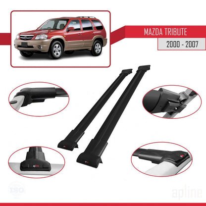 Compatible avec Mazda Tribute 2000-2007 FLY Model Barres de Toit Railing Porte-Bagages de Voiture Noir Aluminium 2 Barres