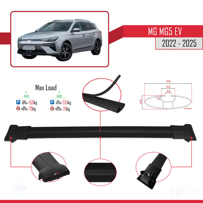 Compatible avec MG 5 EV 2022-2025 FLY Model Barres de Toit Railing Porte-Bagages de Voiture Noir Aluminium 2 Barres