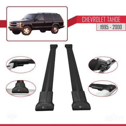 Compatible avec Chevrolet Tahoe 1995-2000 FLY Model Barres de Toit Railing Porte-Bagages de Voiture Noir Aluminium 2 Barres