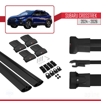Compatible avec Subaru Crosstrek 2024-2025 FLY Model Barres de Toit Railing Porte-Bagages de Voiture Noir Aluminium 2 Barres
