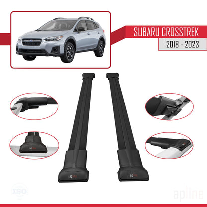 Compatible avec Subaru Crosstrek 2018-2023 FLY Model Barres de Toit Railing Porte-Bagages de Voiture Noir Aluminium 2 Barres