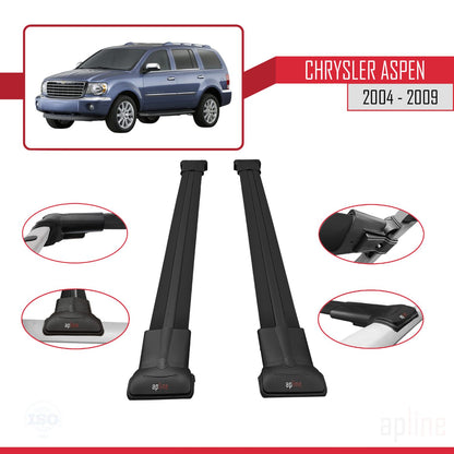 Compatible avec Chrysler Aspen 2004-2009 FLY Model Barres de Toit Railing Porte-Bagages de Voiture Noir Aluminium 2 Barres