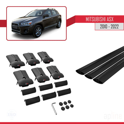 FLY Model Dakdrager bagagedrager compatibel met Mitsubishi ASX (GA) 2010-2022 Spoorstaven Zwart Aluminium 3 Staven