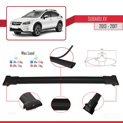 Compatible avec Subaru XV 2013-2017 FLY Model Barres de Toit Railing Porte-Bagages de Voiture Noir Aluminium 2 Barres