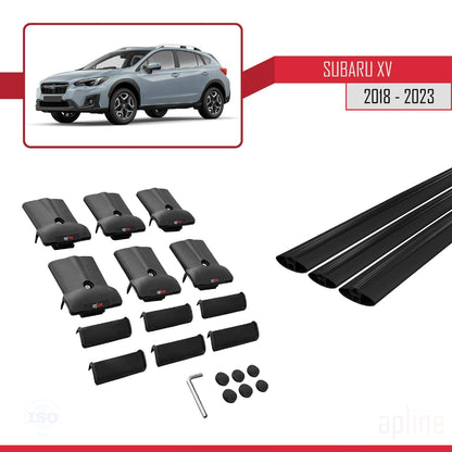 Compatible avec Subaru XV 2 2018-2023 FLY Model Barres de Toit Railing Porte-Bagages de Voiture Noir Aluminium 3 Barres