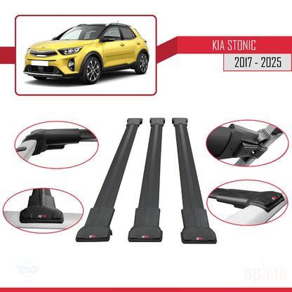 FLY Model Dakdrager bagagedrager compatibel met Kia Stonic 2017-2025 Spoorstaven Zwart Aluminium 3 Staven