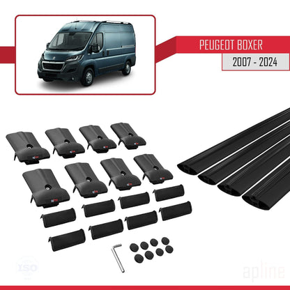 Compatible with Peugeot Boxer 2 2007-2025 FLY Model Car Roof Rack Cross Bar Black Aluminium 4 Bars