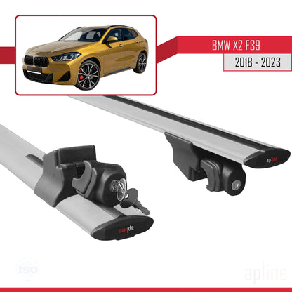 Compatible avec BMW X2 (F39) 2018-2023 HOOK Model Barres de Toit Railing Porte-Bagages de Voiture Gris Aluminium 2 Barres