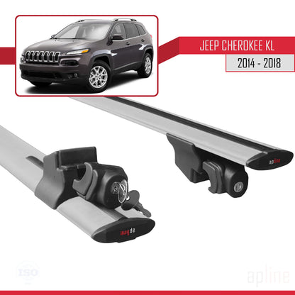 Compatible with Jeep Cherokee 5 (KL) Pre-Facelift 2014-2018 HOOK Model Car Roof Rack Cross Bar Grey Aluminium 2 Bars