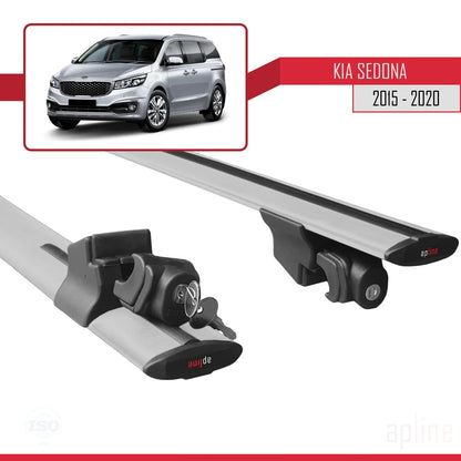 Compatible avec Kia Sedona 3 (YP) 2015-2020 HOOK Model Barres de Toit Railing Porte-Bagages de Voiture Gris Aluminium 2 Barres