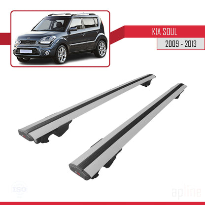Compatible avec Kia Soul (AM) 2009-2013 HOOK Model Barres de Toit Railing Porte-Bagages de Voiture Gris Aluminium 2 Barres