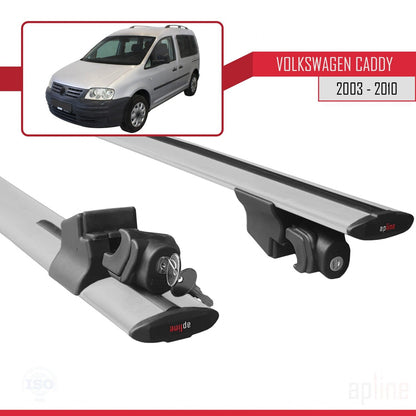 Compatible avec Volkswagen Caddy 3 (2K) 2003-2010 HOOK Model Barres de Toit Railing Porte-Bagages de Voiture Gris Aluminium 2 Barres