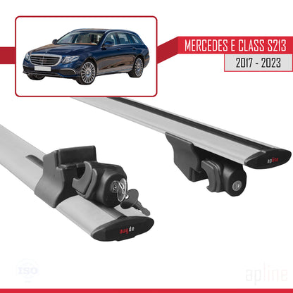 Compatible avec Mercedes E Class S213 2017-2023 HOOK Model Barres de Toit Railing Porte-Bagages de Voiture Gris Aluminium 2 Barres