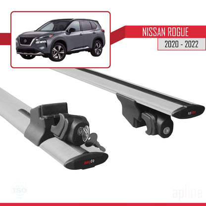 Compatible avec Nissan Rogue 2020-2022 HOOK Model Barres de Toit Railing Porte-Bagages de Voiture Gris Aluminium 2 Barres
