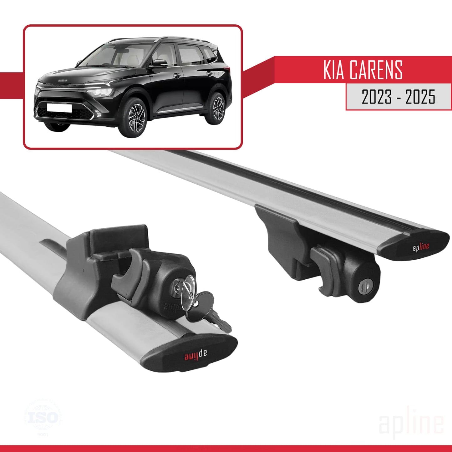 Compatible avec Kia Carens 2023-2025 HOOK Model Barres de Toit Railing Porte-Bagages de Voiture Gris Aluminium 2 Barres