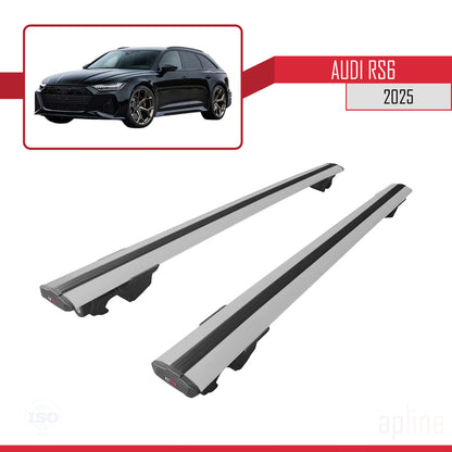 HOOK Model Dakdrager bagagedrager compatibel met Audi RS6 2025 Spoorstaven Grijs Aluminium 2 Staven