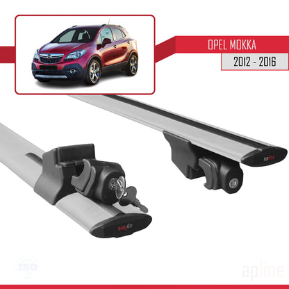 Compatible with Opel Mokka A (J13) 2012-2016 HOOK Model Car Roof Rack Cross Bar Grey Aluminium 2 Bars