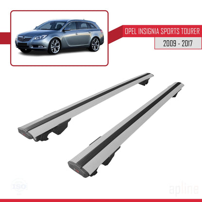 HOOK Model Dakdrager bagagedrager compatibel met Opel Insignia (G09) ST 2009-2017 Spoorstaven Grijs Aluminium 2 Staven