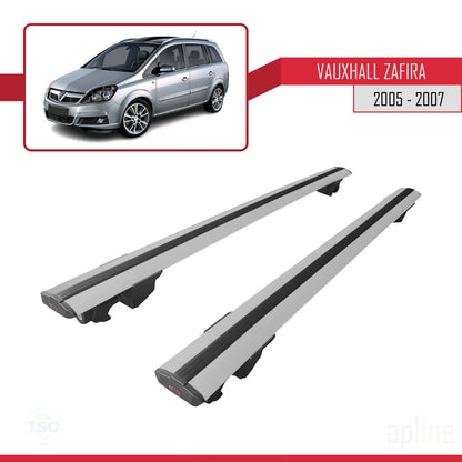 Compatible avec Vauxhall Zafira B (A05) 2005-2007 HOOK Model Barres de Toit Railing Porte-Bagages de Voiture Gris Aluminium 2 Barres