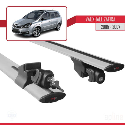 Compatible avec Vauxhall Zafira B (A05) 2005-2007 HOOK Model Barres de Toit Railing Porte-Bagages de Voiture Gris Aluminium 2 Barres