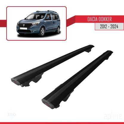 HOOK Model Dakdrager bagagedrager compatibel met Dacia Dokker (K67) 2012-2024 Spoorstaven Zwart Aluminium 2 Staven