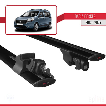 HOOK Model Dakdrager bagagedrager compatibel met Dacia Dokker (K67) 2012-2024 Spoorstaven Zwart Aluminium 2 Staven