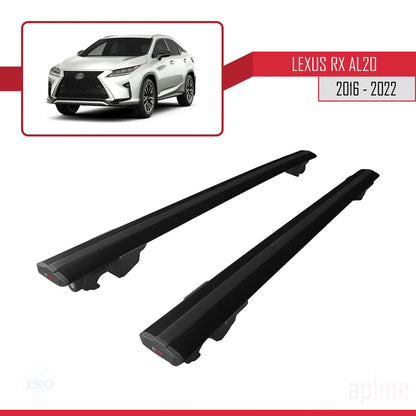 Compatible with Lexus RX 4 (AL20) 2016-2022 HOOK Model Car Roof Rack Cross Bar Black Aluminium 2 Bars