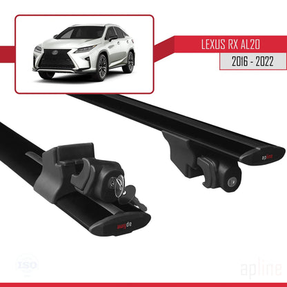 Compatible with Lexus RX 4 (AL20) 2016-2022 HOOK Model Car Roof Rack Cross Bar Black Aluminium 2 Bars