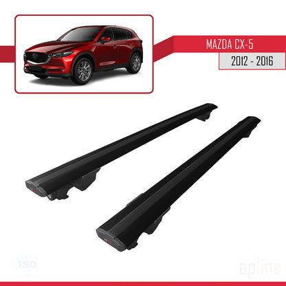 Compatible avec Mazda CX-5 I (KE) 2012-2016 HOOK Model Barres de Toit Railing Porte-Bagages de Voiture Noir Aluminium 2 Barres