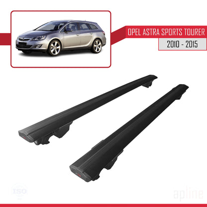 Compatible with Opel Astra J (P09) ST 2010-2015 HOOK Model Car Roof Rack Cross Bar Black Aluminium 2 Bars