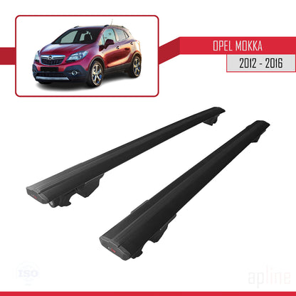 Compatible with Opel Mokka A (J13) 2012-2016 HOOK Model Car Roof Rack Cross Bar Black Aluminium 2 Bars