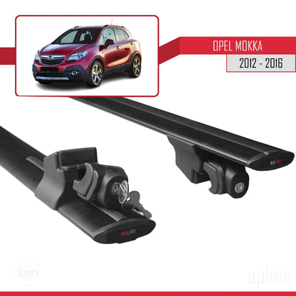 Compatible with Opel Mokka A (J13) 2012-2016 HOOK Model Car Roof Rack Cross Bar Black Aluminium 2 Bars