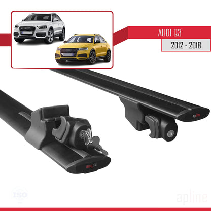 Compatible avec Q3 (8U) 2012-2018 HOOK Model Barres de Toit Railing Porte-Bagages de Voiture Noir Aluminium 2 Barres