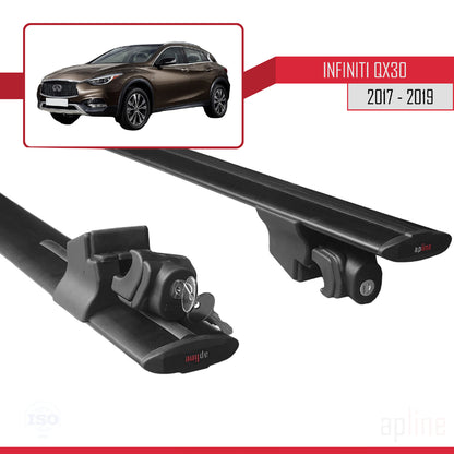 Compatible with Infiniti QX30 (H15) 2017-2019 HOOK Model Car Roof Rack Cross Bar Black Aluminium 2 Bars