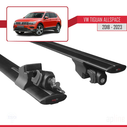 Compatible avec Volkswagen Tiguan Allspace (BW) 2018-2023 HOOK Model Barres de Toit Railing Porte-Bagages de Voiture Noir Aluminium 2 Barres