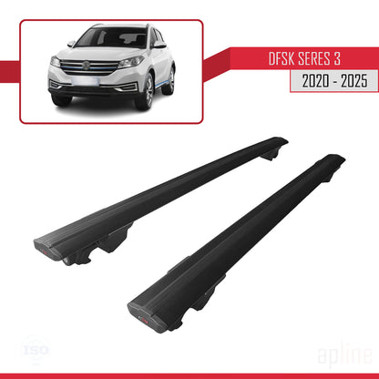 Compatible with DFSK Seres 3 2021-2024 HOOK Model Car Roof Rack Cross Bar Black Aluminium 2 Bars