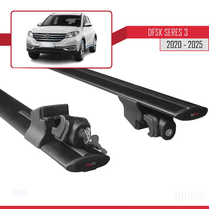 Compatible with DFSK Seres 3 2021-2024 HOOK Model Car Roof Rack Cross Bar Black Aluminium 2 Bars
