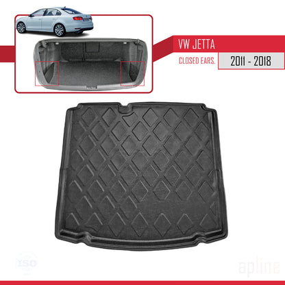 Compatible avec Volkswagen Jetta 6 (Comfortline-Highline) 2011-2018 Flexible Tapis de Coffre Plancher de Chargement Noir