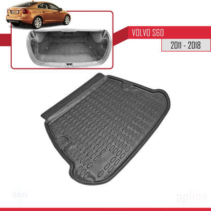 Flexibele Kofferbakmat Compatible met Volvo S60 II 2011-2018 Achter Bagageruimte Zwart
