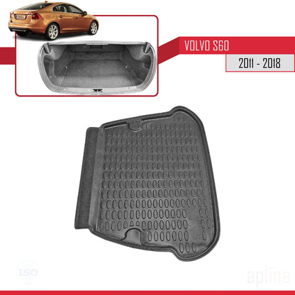 Flexibele Kofferbakmat Compatible met Volvo S60 II 2011-2018 Achter Bagageruimte Zwart