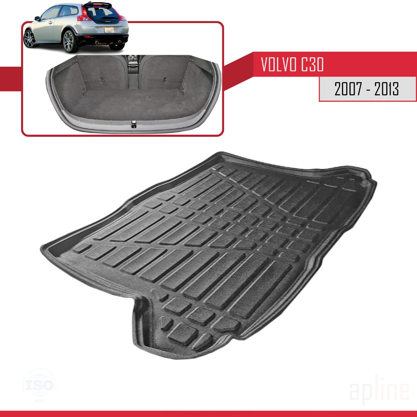 Tapis de Coffre pour Volvo C30 2006-2012 Flexible NOIR