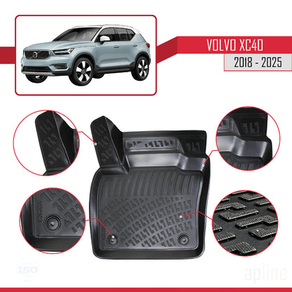 Compatible avec Volvo XC40 2018-2025 4D Tapis de Voiture Noir
