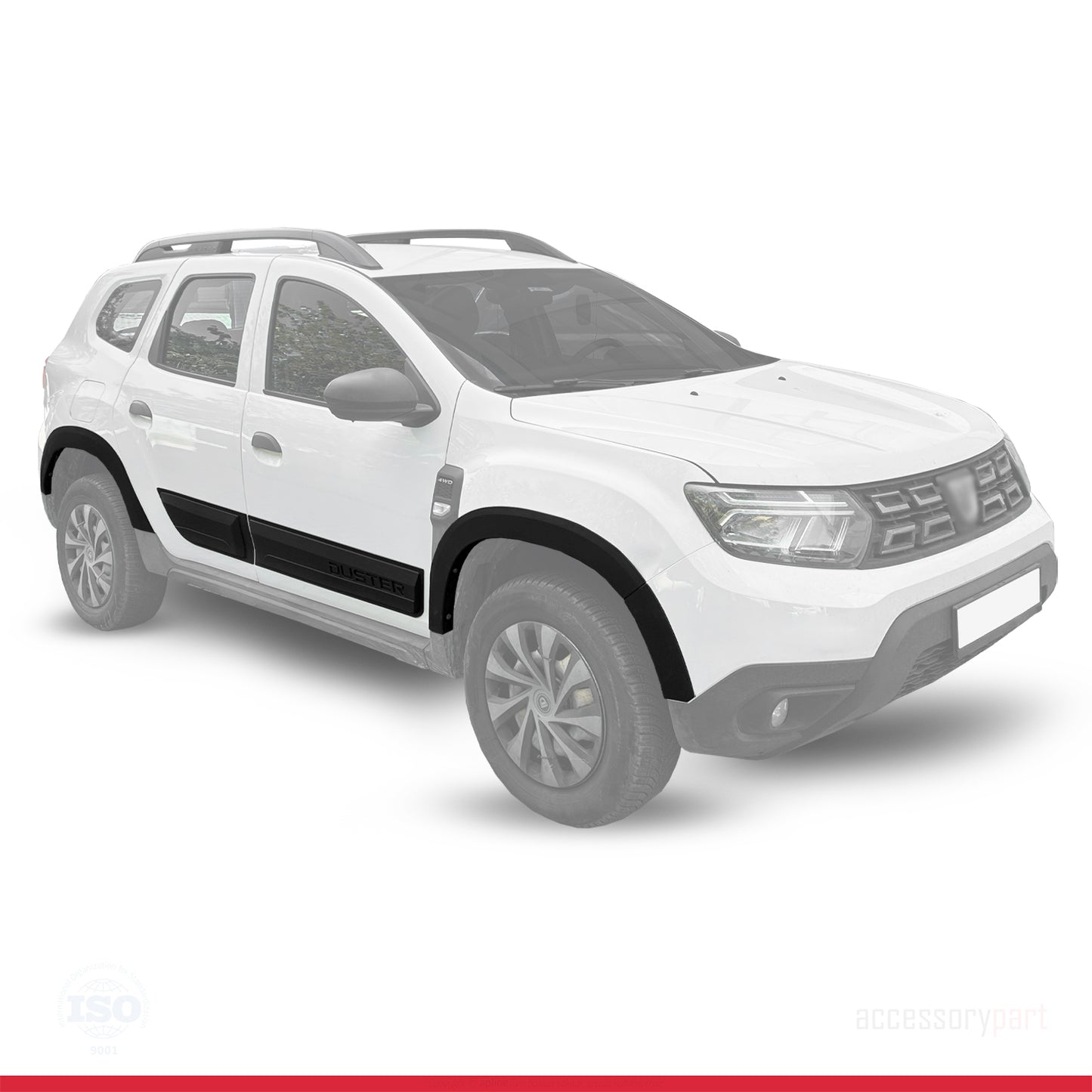 Compatibel met Dacia Duster 2018-2024 Wielkast Spatbord en Bodyguard Zijbescherming carrosseriebescherming ZWART