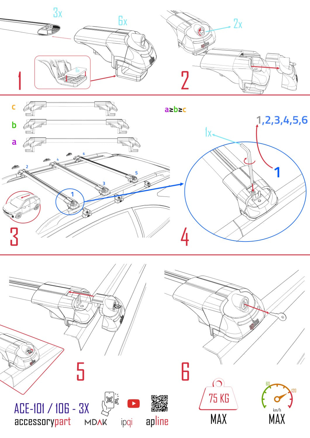 Compatible avec Kia Sportage 2023-2025 ACE-1 Barres de Toit Railing Porte-Bagages de Voiture Noir Aluminium 3 Barres