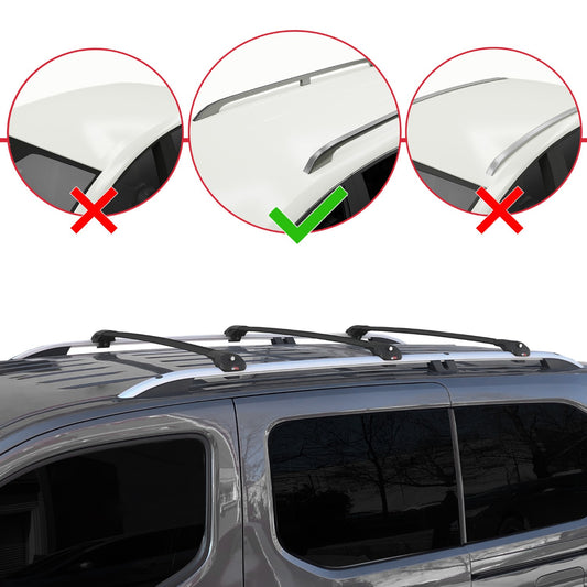 ACE-1 Dakdrager bagagedrager compatibel met Opel Combo E Life 2019-2022 Spoorstaven Zwart Aluminium 3 Staven