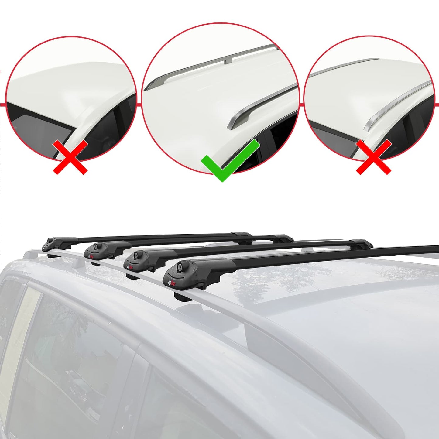 Compatible avec Toyota Verso (AR20) 2009-2018 ACE-1 Barres de Toit Railing Porte-Bagages de Voiture Noir Aluminium 4 Barres