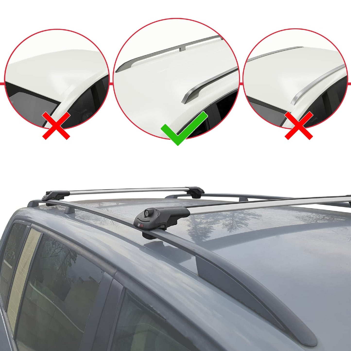Compatible with Mercedes GLS Class X166 2017-2019 ACE-1 Car Roof Rack Cross Bar Grey Aluminium 2 Bars