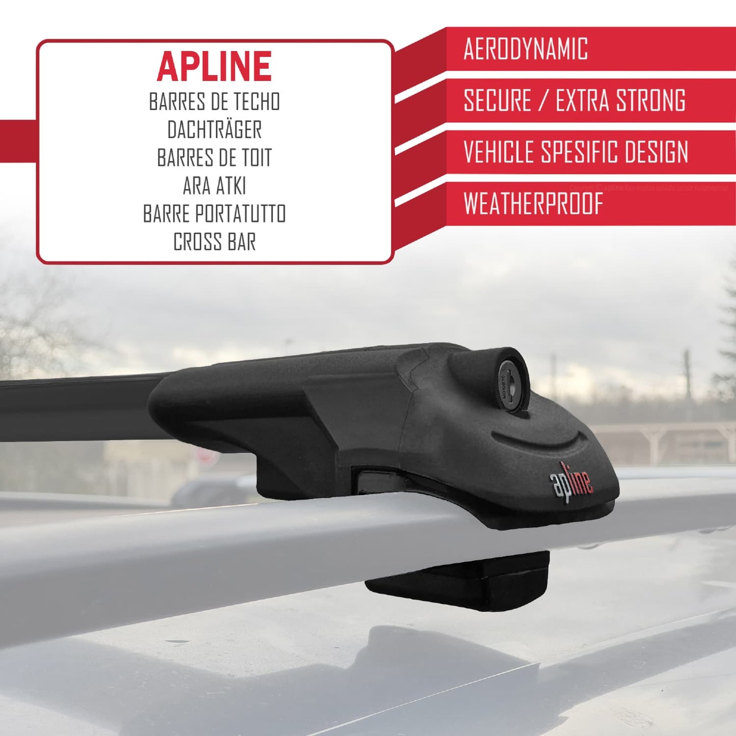 Compatible avec Audi 100 Avanta 1989-1994 ACE-1 Barres de Toit Railing Porte-Bagages de Voiture Noir Aluminium 2 Barres