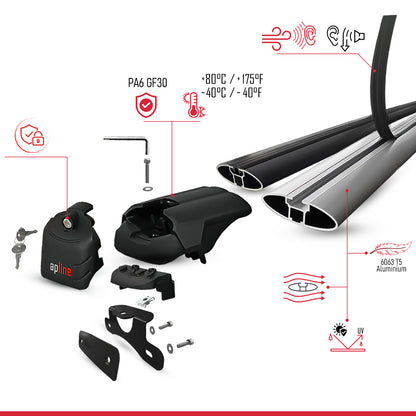 ACE-2 Dakdrager bagagedrager compatibel met Honda CR-V 5 2017-2022 Spoorstaven Grijs Aluminium 2 Staven